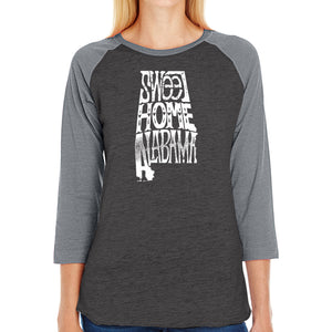 Sweet Home Alabama - Women's Raglan Baseball Word Art T-Shirt