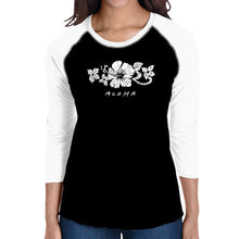 Load image into Gallery viewer, ALOHA - Women&#39;s Raglan Baseball Word Art T-Shirt