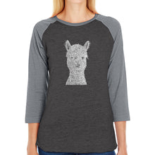 Load image into Gallery viewer, Alpaca - Women&#39;s Raglan Baseball Word Art T-Shirt