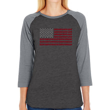 Load image into Gallery viewer, USA Flag  - Women&#39;s Raglan Baseball Word Art T-Shirt