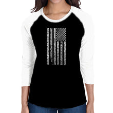 Load image into Gallery viewer, National Anthem Flag - Women&#39;s Raglan Baseball Word Art T-Shirt
