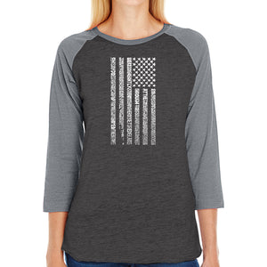 National Anthem Flag - Women's Raglan Baseball Word Art T-Shirt