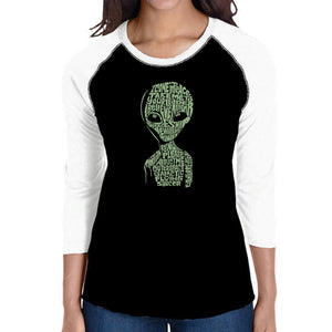 Alien - Women's Raglan Baseball Word Art T-Shirt