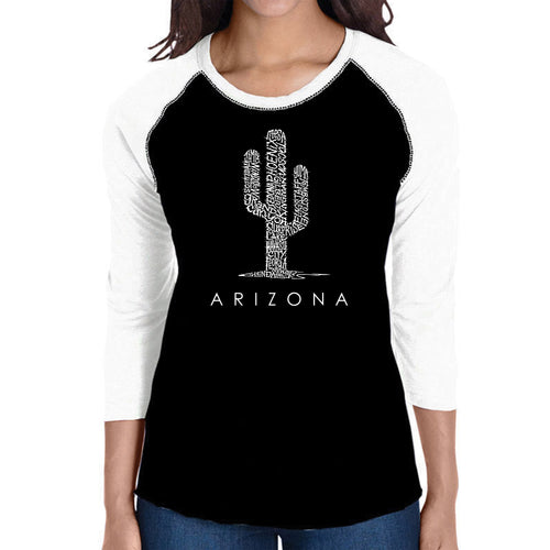 Arizona Cities - Women's Raglan Baseball Word Art T-Shirt
