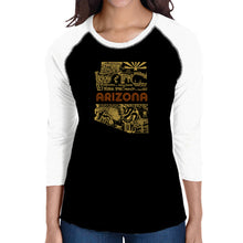 Load image into Gallery viewer, Az Pics - Women&#39;s Raglan Baseball Word Art T-Shirt