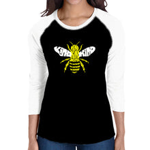 Load image into Gallery viewer, Bee Kind  - Women&#39;s Raglan Word Art T-Shirt