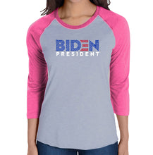 Load image into Gallery viewer, Biden 2020 - Women&#39;s Raglan Baseball Word Art T-Shirt