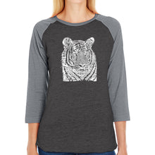 Load image into Gallery viewer, Big Cats - Women&#39;s Raglan Baseball Word Art T-Shirt