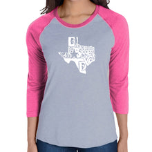 Load image into Gallery viewer, Everything is Bigger in Texas - Women&#39;s Raglan Baseball Word Art T-Shirt