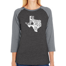 Load image into Gallery viewer, Everything is Bigger in Texas - Women&#39;s Raglan Baseball Word Art T-Shirt