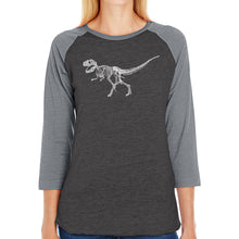 Load image into Gallery viewer, Dinosaur TRex Skeleton - Women&#39;s Raglan Baseball Word Art T-Shirt