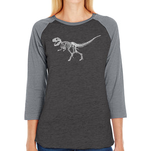 Dinosaur TRex Skeleton - Women's Raglan Baseball Word Art T-Shirt