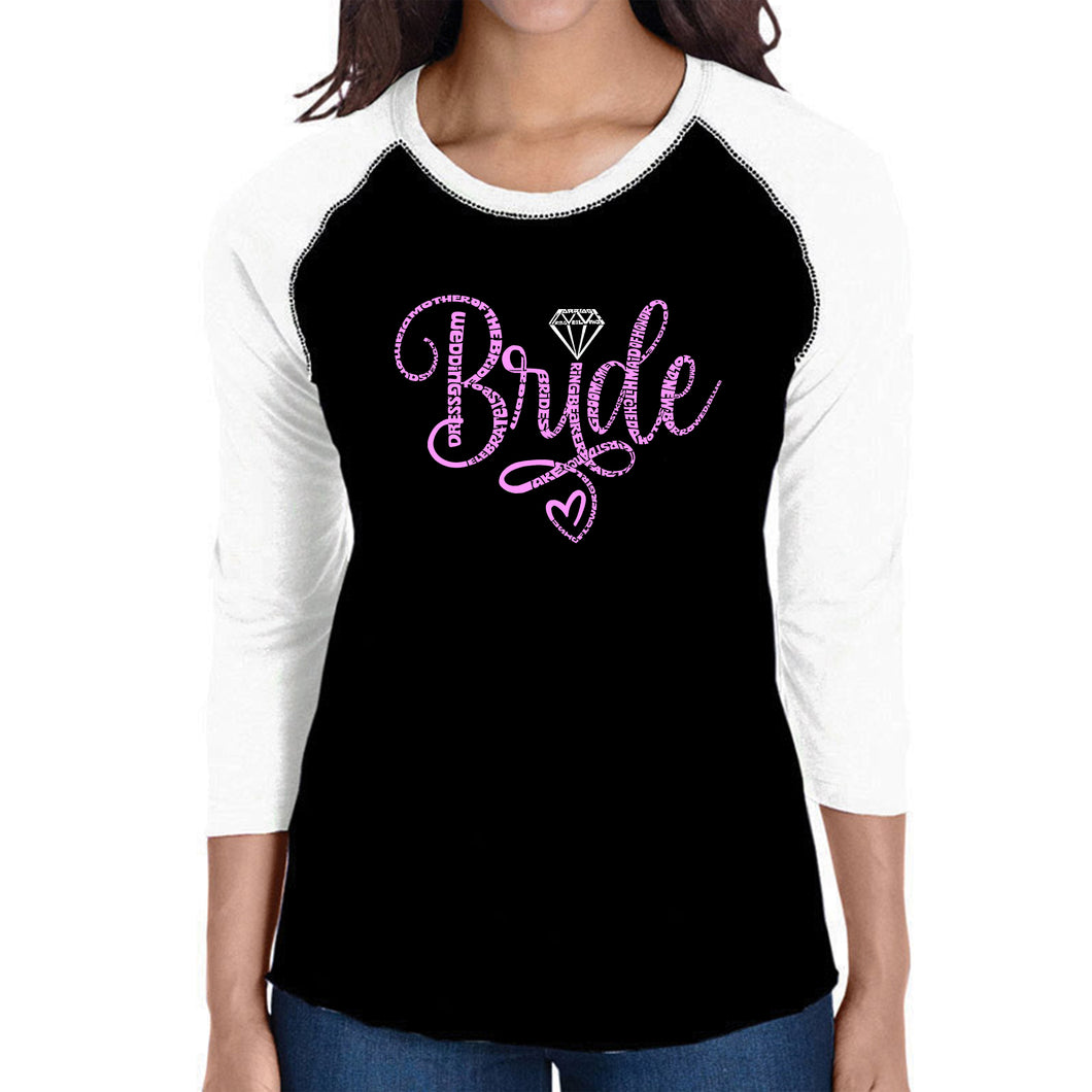 Women's Raglan Word Art T-shirt - Bride