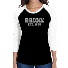Load image into Gallery viewer, POPULAR NEIGHBORHOODS IN BRONX, NY - Women&#39;s Raglan Baseball Word Art T-Shirt