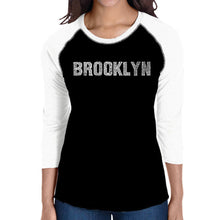 Load image into Gallery viewer, BROOKLYN NEIGHBORHOODS - Women&#39;s Raglan Baseball Word Art T-Shirt