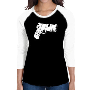 BROOKLYN GUN - Women's Raglan Baseball Word Art T-Shirt
