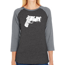 Load image into Gallery viewer, BROOKLYN GUN - Women&#39;s Raglan Baseball Word Art T-Shirt