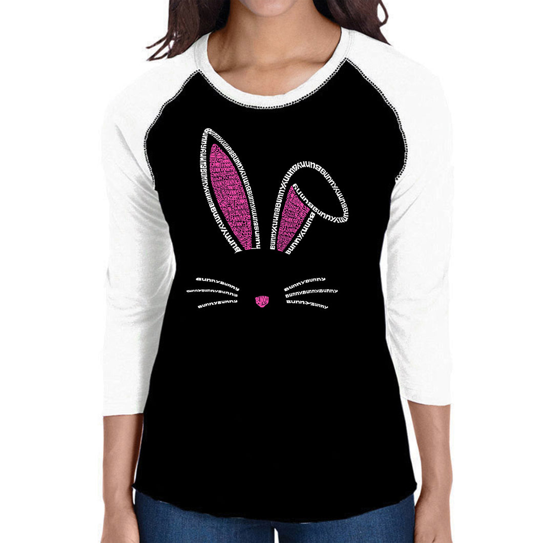 Bunny Ears  - Women's Raglan Word Art T-Shirt