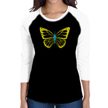 Load image into Gallery viewer, Butterfly  - Women&#39;s Raglan Word Art T-Shirt