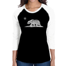 Load image into Gallery viewer, California Bear - Women&#39;s Raglan Baseball Word Art T-Shirt