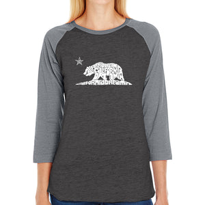 California Dreamin - Women's Raglan Baseball Word Art T-Shirt