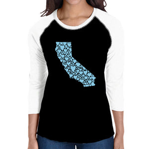 California Hearts  - Women's Raglan Word Art T-Shirt