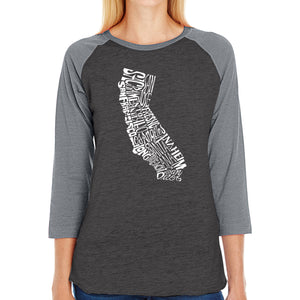 California State - Women's Raglan Baseball Word Art T-Shirt
