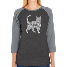 Load image into Gallery viewer, Cat - Women&#39;s Raglan Baseball Word Art T-Shirt
