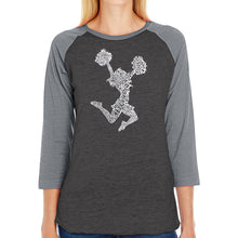 Load image into Gallery viewer, Cheer - Women&#39;s Raglan Baseball Word Art T-Shirt