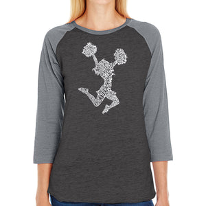 Cheer - Women's Raglan Baseball Word Art T-Shirt