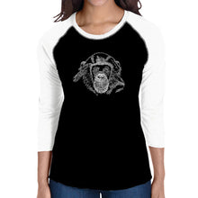 Load image into Gallery viewer, Chimpanzee - Women&#39;s Raglan Baseball Word Art T-Shirt