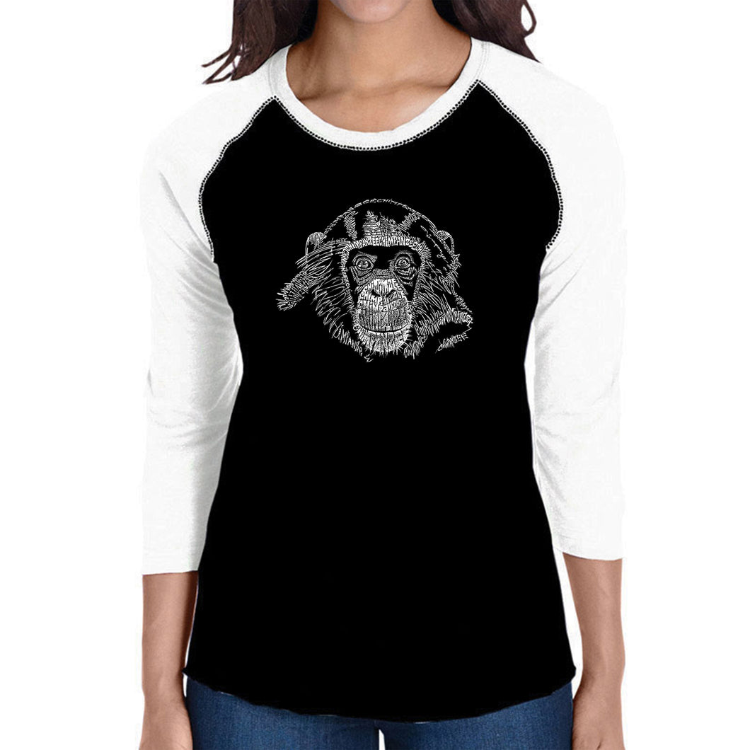 Chimpanzee - Women's Raglan Baseball Word Art T-Shirt