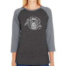 Load image into Gallery viewer, Chimpanzee - Women&#39;s Raglan Baseball Word Art T-Shirt