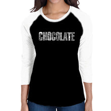 Load image into Gallery viewer, Different foods made with chocolate - Women&#39;s Raglan Baseball Word Art T-Shirt