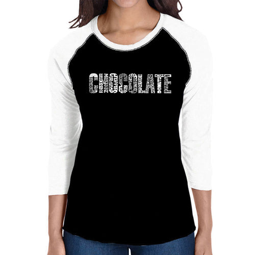 Different foods made with chocolate - Women's Raglan Baseball Word Art T-Shirt