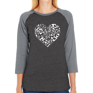 Heart Notes  - Women's Raglan Baseball Word Art T-Shirt