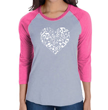 Load image into Gallery viewer, Heart Notes  - Women&#39;s Raglan Baseball Word Art T-Shirt