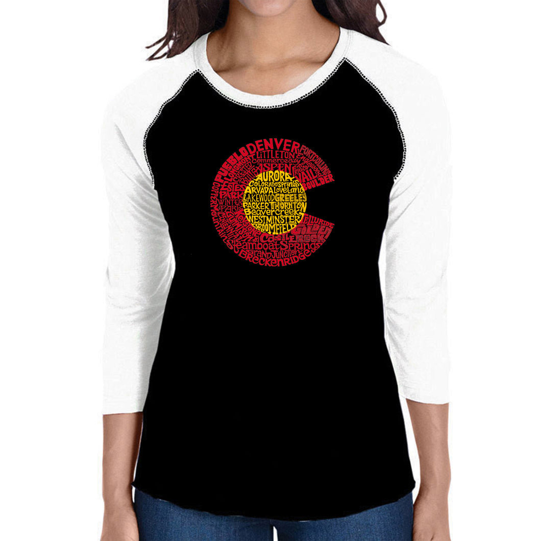 Colorado - Women's Raglan Baseball Word Art T-Shirt