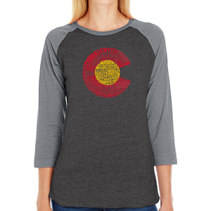 Colorado - Women's Raglan Baseball Word Art T-Shirt