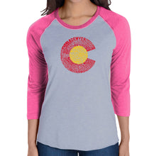 Load image into Gallery viewer, Colorado - Women&#39;s Raglan Baseball Word Art T-Shirt