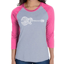Load image into Gallery viewer, Country Guitar - Women&#39;s Raglan Baseball Word Art T-Shirt