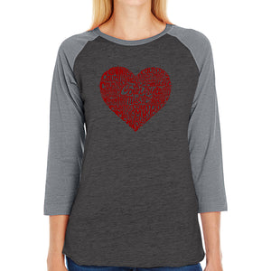 Country Music Heart - Women's Raglan Baseball Word Art T-Shirt