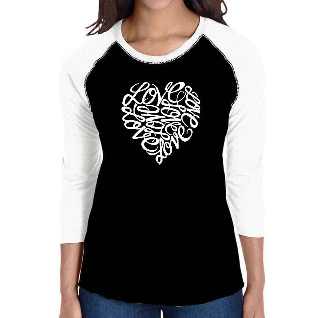 LOVE - Women's Raglan Baseball Word Art T-Shirt