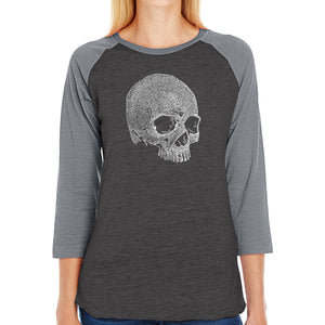 Dead Inside Skull - Women's Raglan Baseball Word Art T-Shirt
