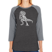 Load image into Gallery viewer, Dino Pics - Women&#39;s Raglan Baseball Word Art T-Shirt