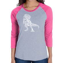 Load image into Gallery viewer, Dino Pics - Women&#39;s Raglan Baseball Word Art T-Shirt
