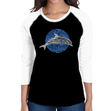Load image into Gallery viewer, Species of Dolphin - Women&#39;s Raglan Baseball Word Art T-Shirt