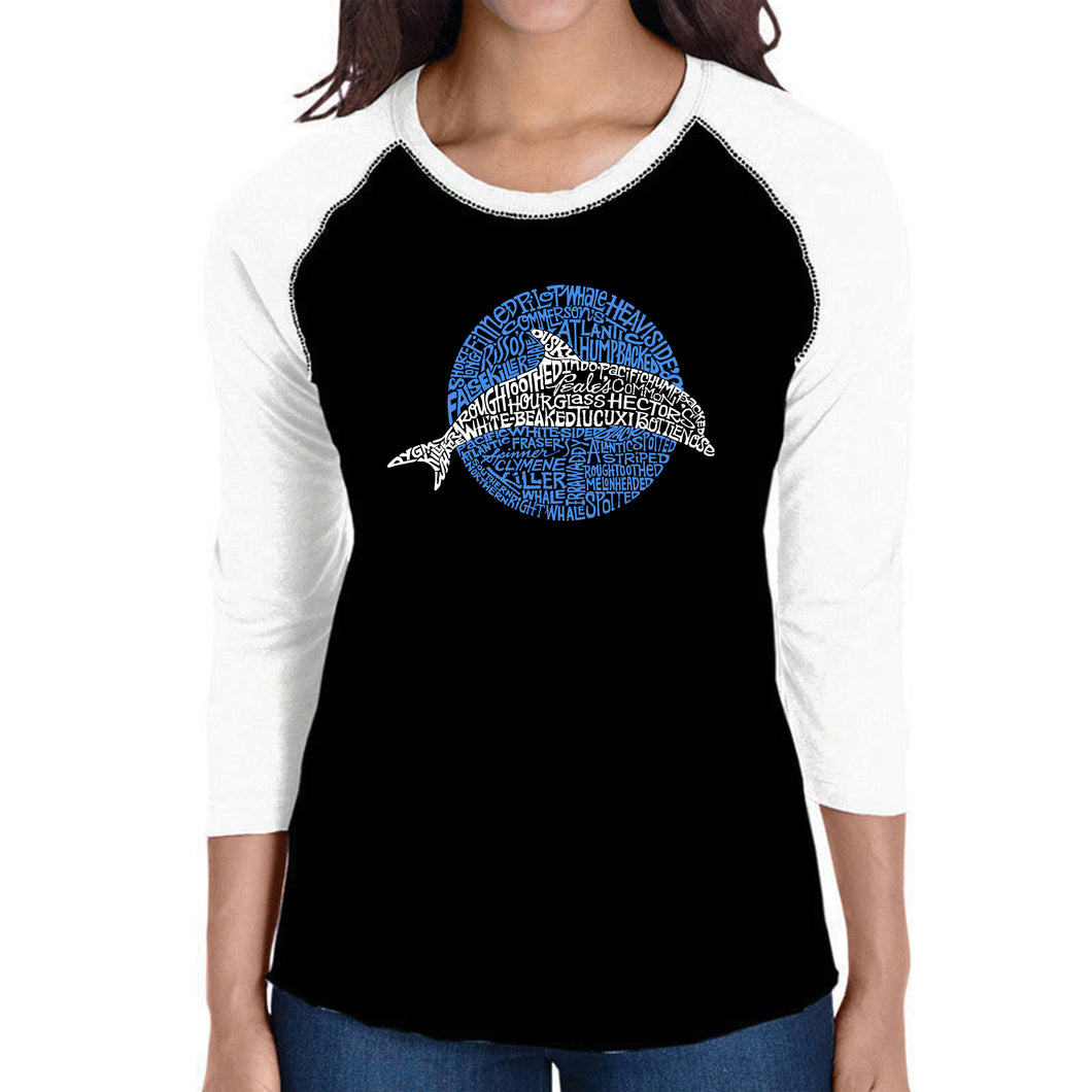 Species of Dolphin - Women's Raglan Baseball Word Art T-Shirt