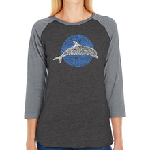 Load image into Gallery viewer, Species of Dolphin - Women&#39;s Raglan Baseball Word Art T-Shirt