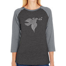 Load image into Gallery viewer, Dove - Women&#39;s Raglan Baseball Word Art T-Shirt